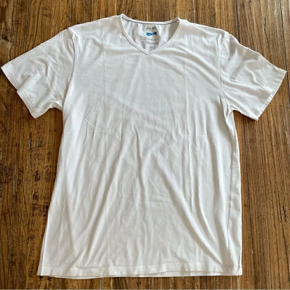Nur Der Men’s White V Neck Undershirt Cotton Size XL/ XXL Like New Long